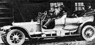 Wright Brothers with Charles Rolls riding in Silver Ghost